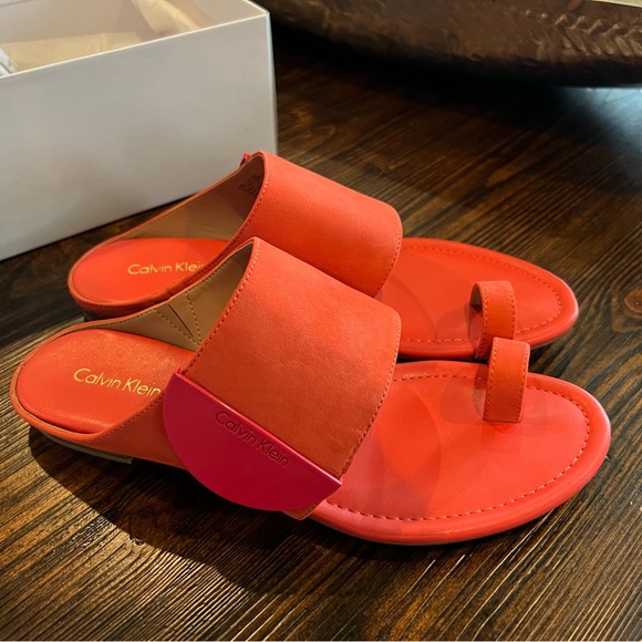 Calvin Klein | Shoes | Calvin Klein Deep Coral Summer Sandals | Poshmark